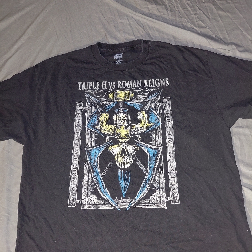 WWE Triple H vs Roman Reigns Black Graphic Tee,2016